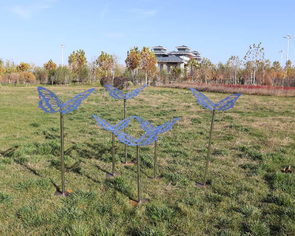 Ethereal Stainless Steel Hollow Butterfly Garden Sculpture