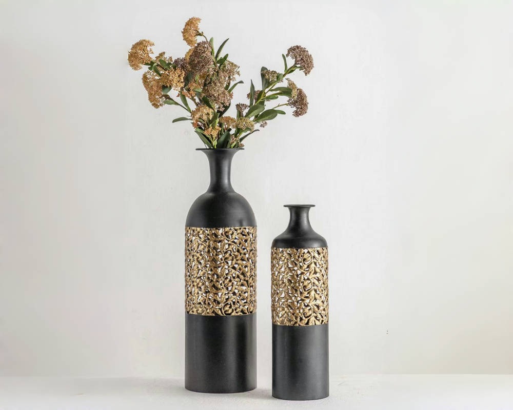 Exquisite Resin Flower Arrangement Vase Set of Two