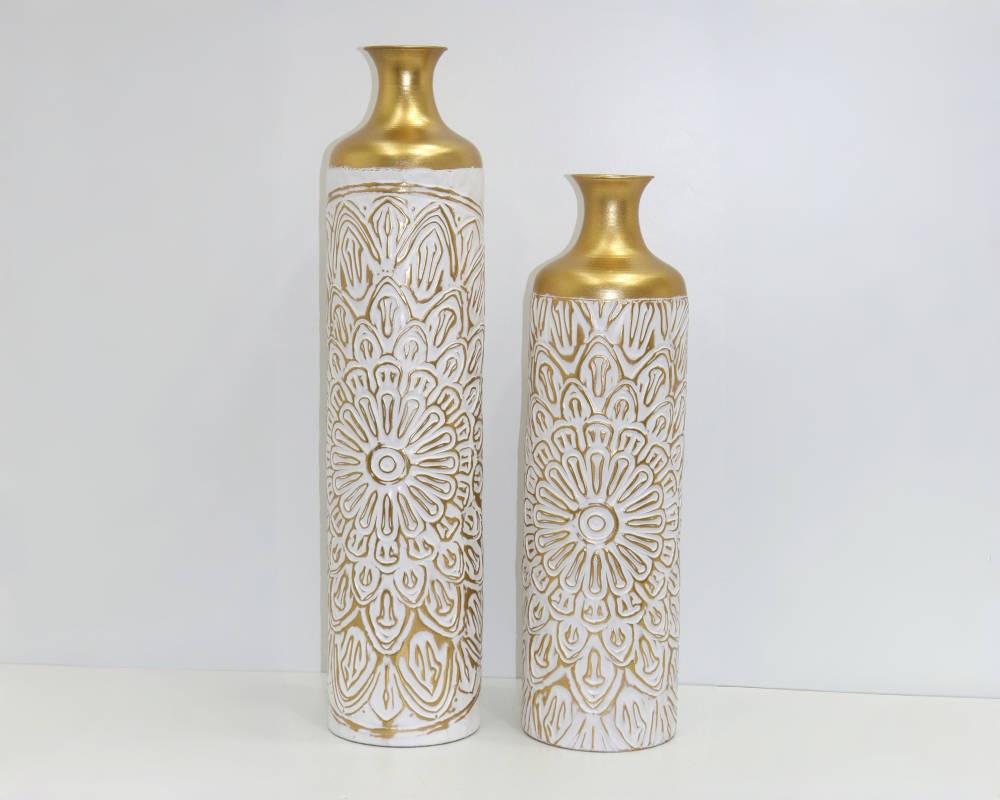 Exquisite Resin Flower Arrangement Vase Set of Two