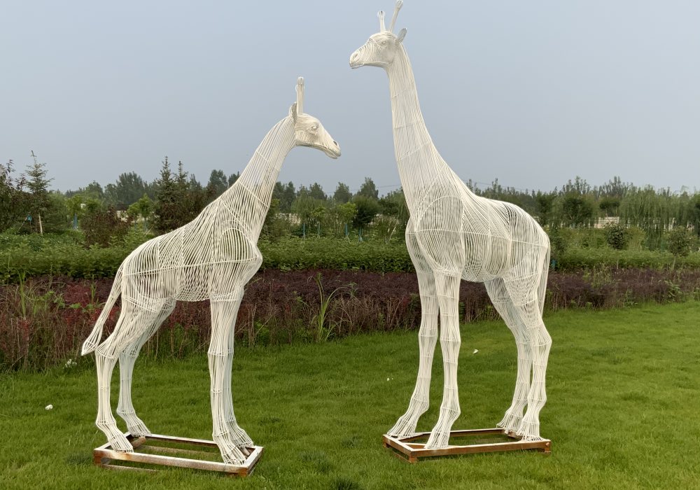 The giraffe sculptures display