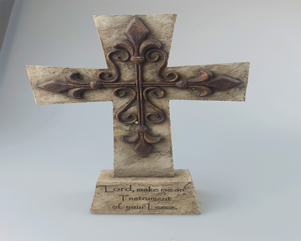 Resin Cross Statue Ornament Tombstone Decoration