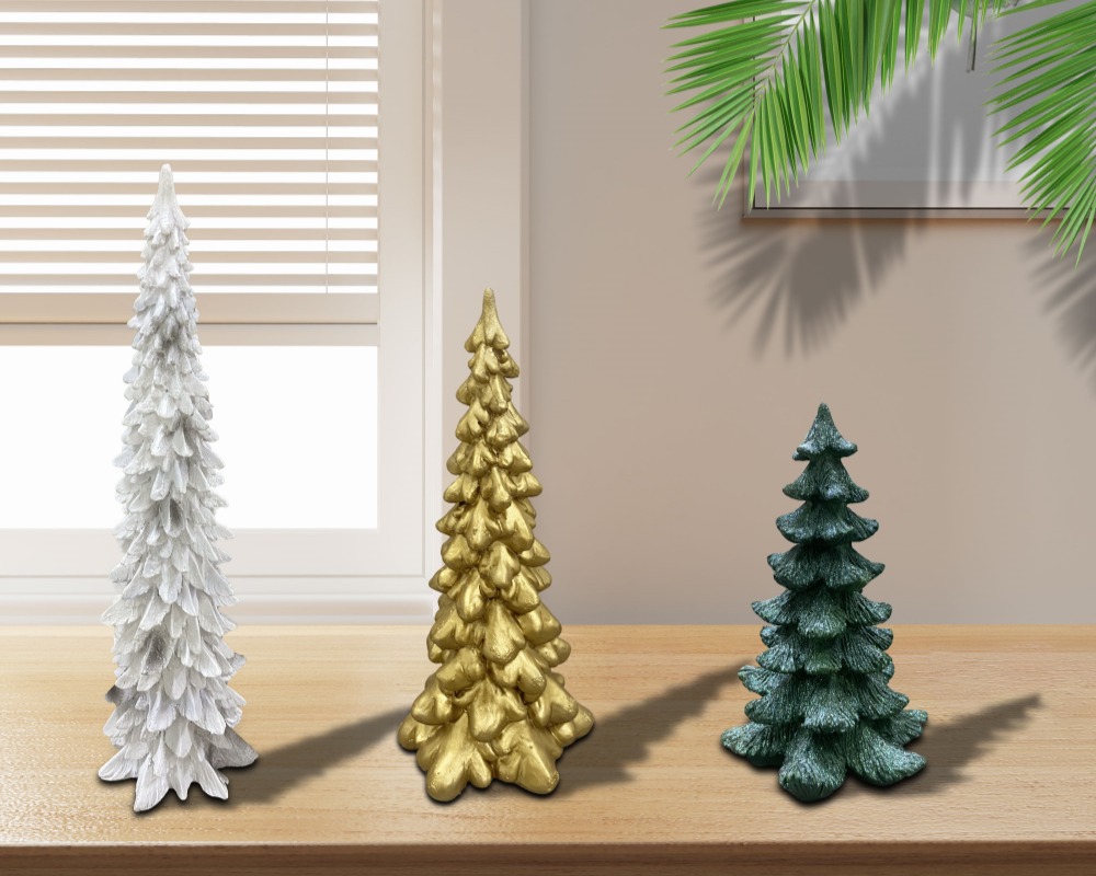 Captivating Miniature Resin Christmas Tree Statues Home Decor