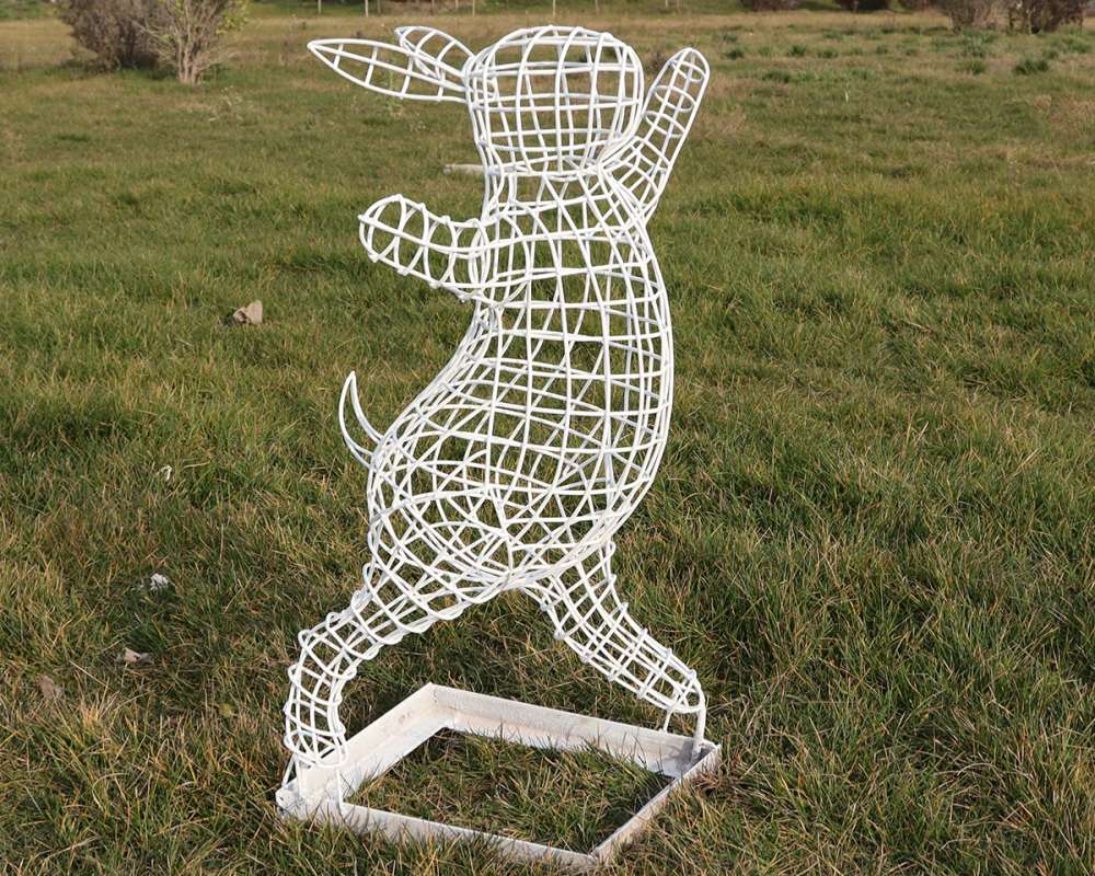 Large Mental Hollow Rabbit Sculpture for Unique Garden Decor