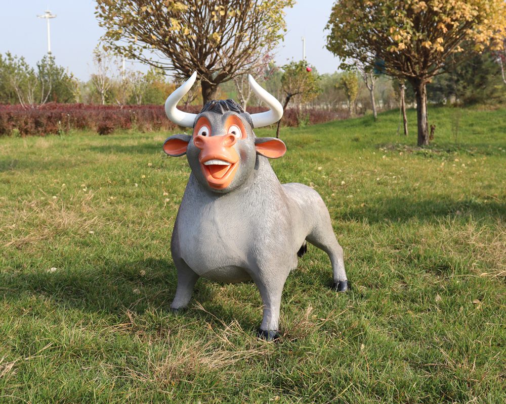 Factory Custom Simulation Cow Sculpture Yak Fiberglass Animal Large Outdoor Garden Sculpture
