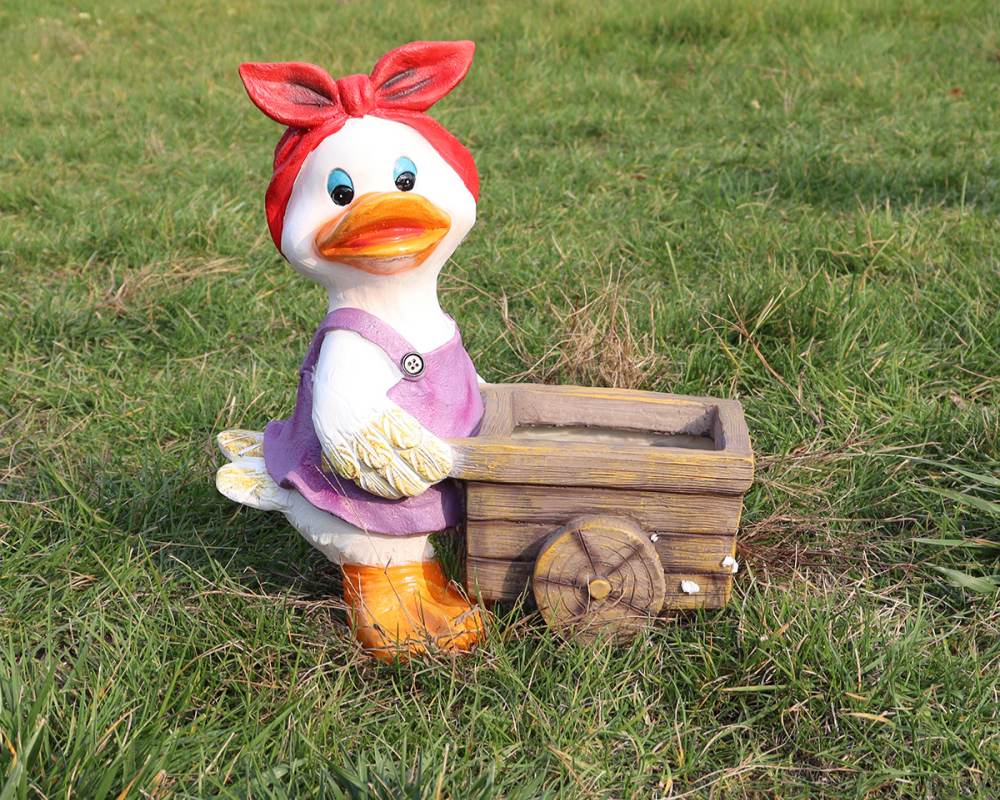 Custom Factory Large Life Size Cartoon Duck Fiberglass Animal Outdoor Statue