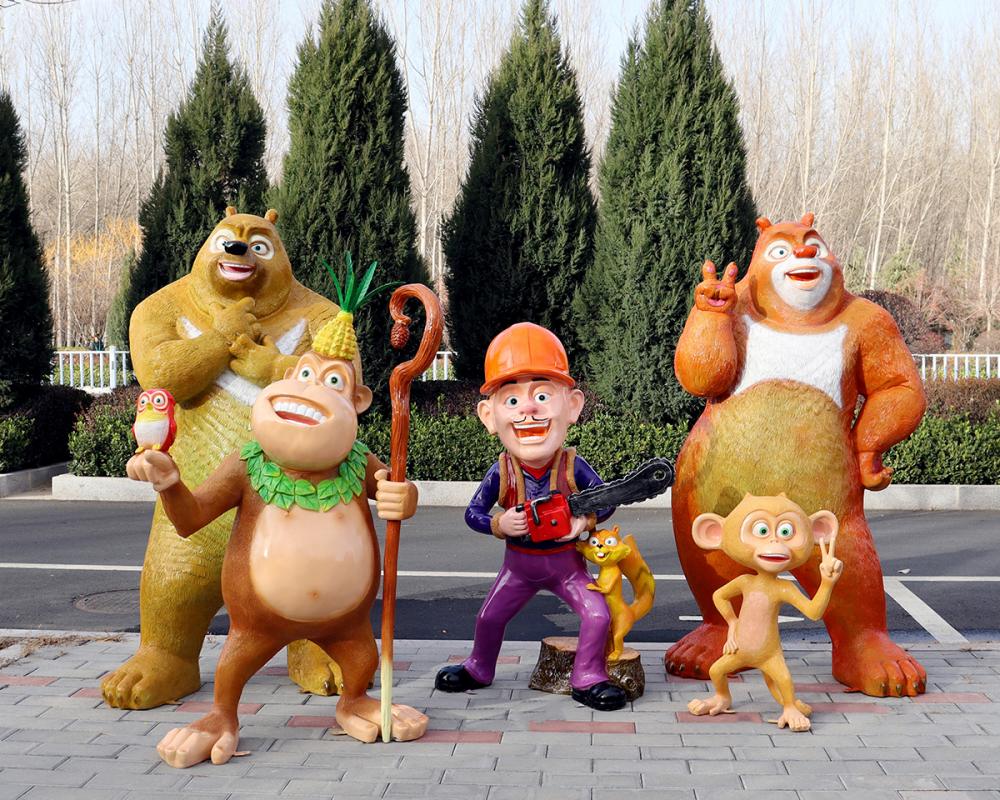 Fiberglass Chinese Cartoon Characters Boonie Bears Sculpture Bear Statue