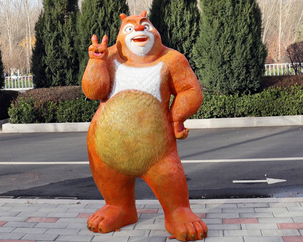 Fiberglass Chinese Cartoon Characters Boonie Bears Sculpture Bear Statue