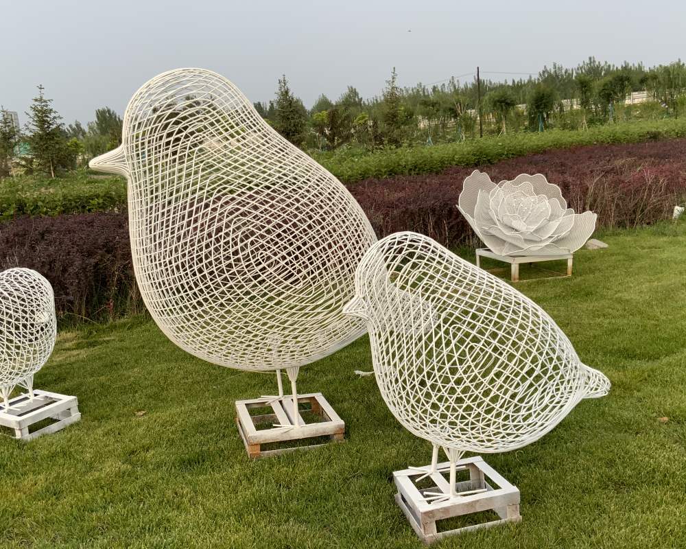 Wholesale Modern Metal Art Stainless Steel Woven Animal Sculptures for Home and Garden Decor