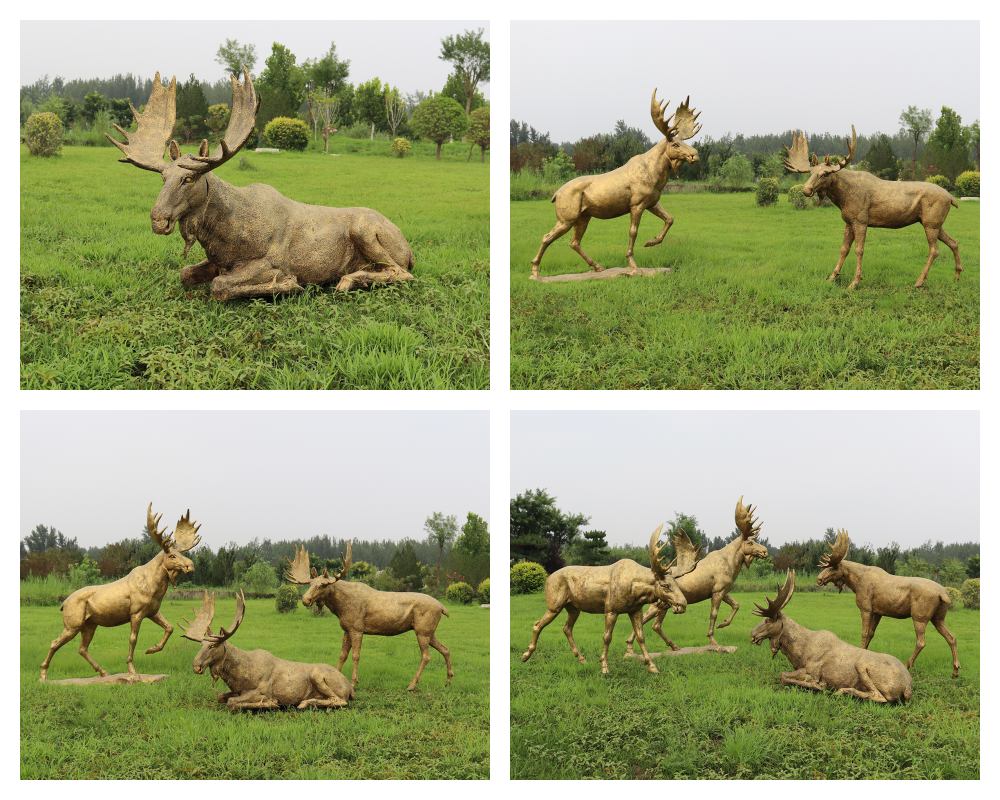 Different number of deer sculptures