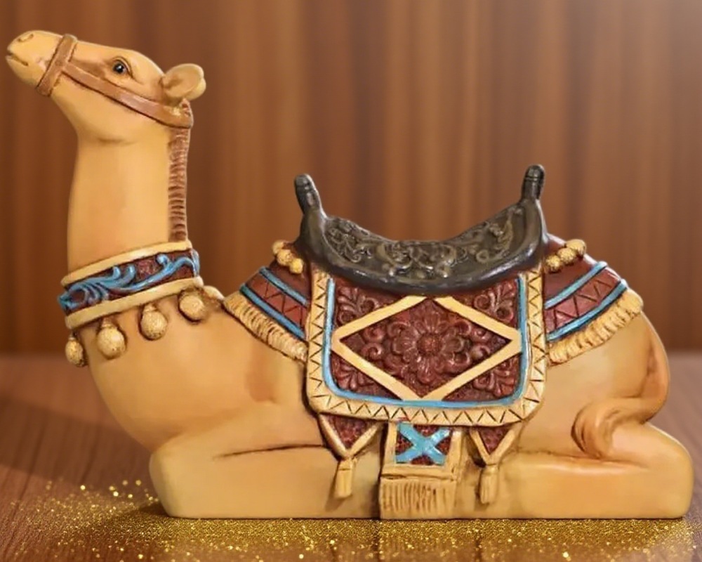 Resin kneeling camel figurine
