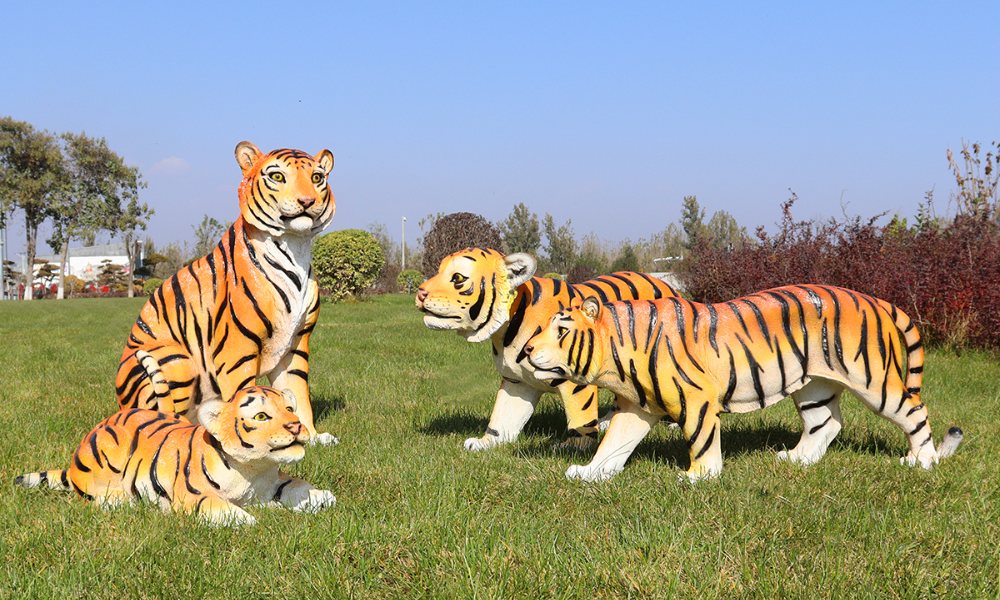 Life-size tiger sculpture