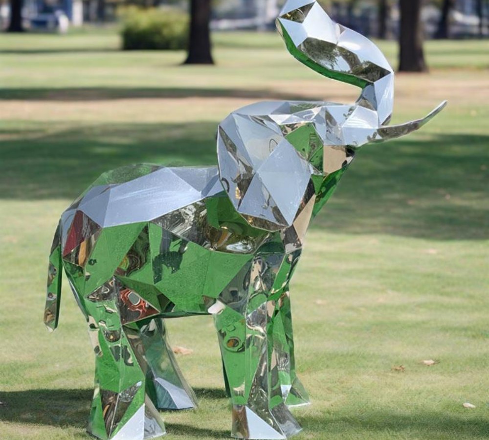 Stainless steel elephant sculpture
