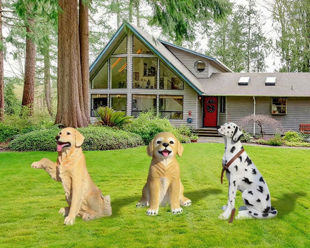 Fiberglass material dog garden sculpture