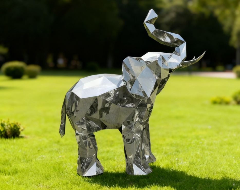 Modernist metal elephant sculpture