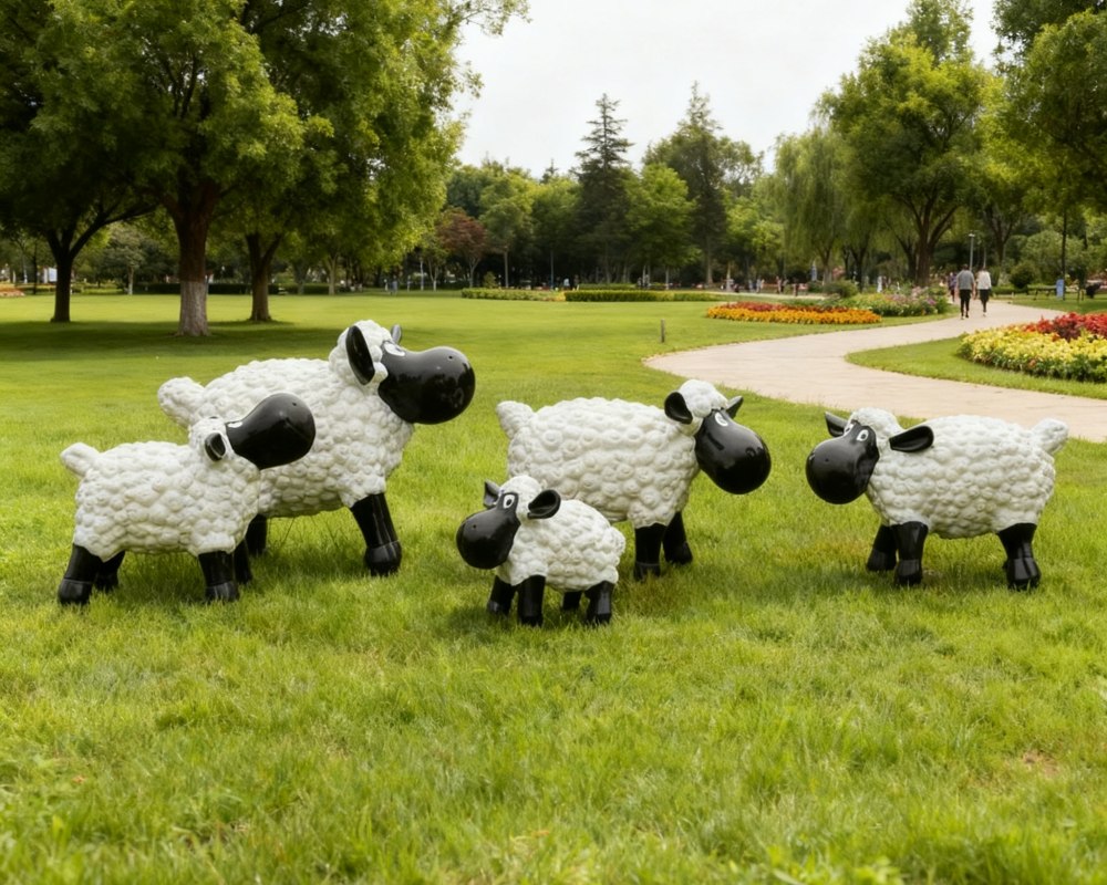 Fiberglass sheep sculpture for outdoor garden decoration