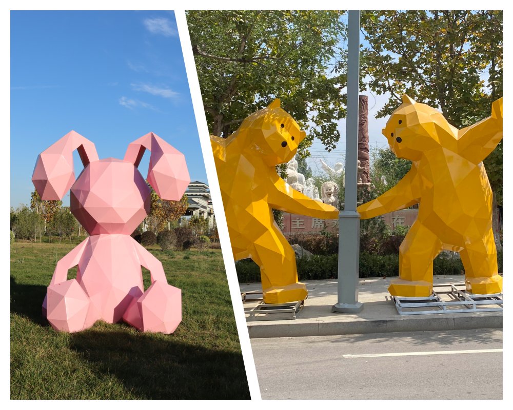 Large stainless steel animal sculptures