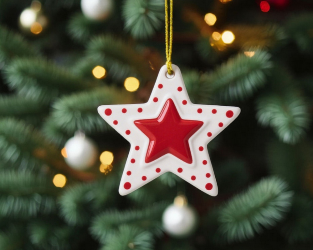 Holiday family star-shaped Christmas tree hanging decoration