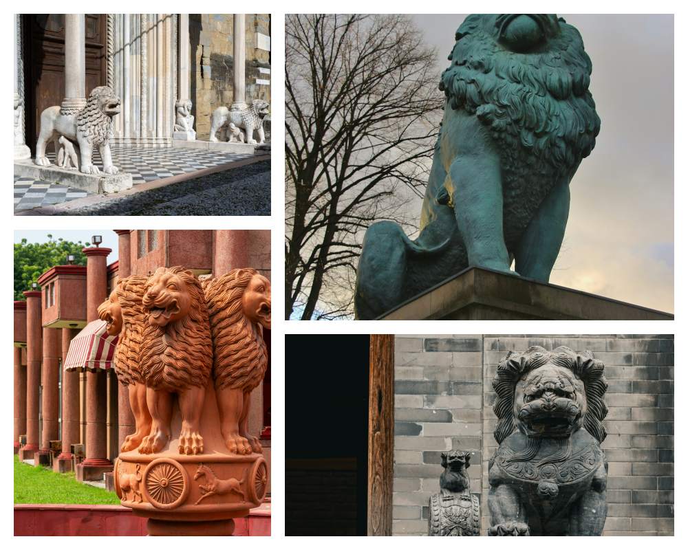 Magnificent lion sculptures