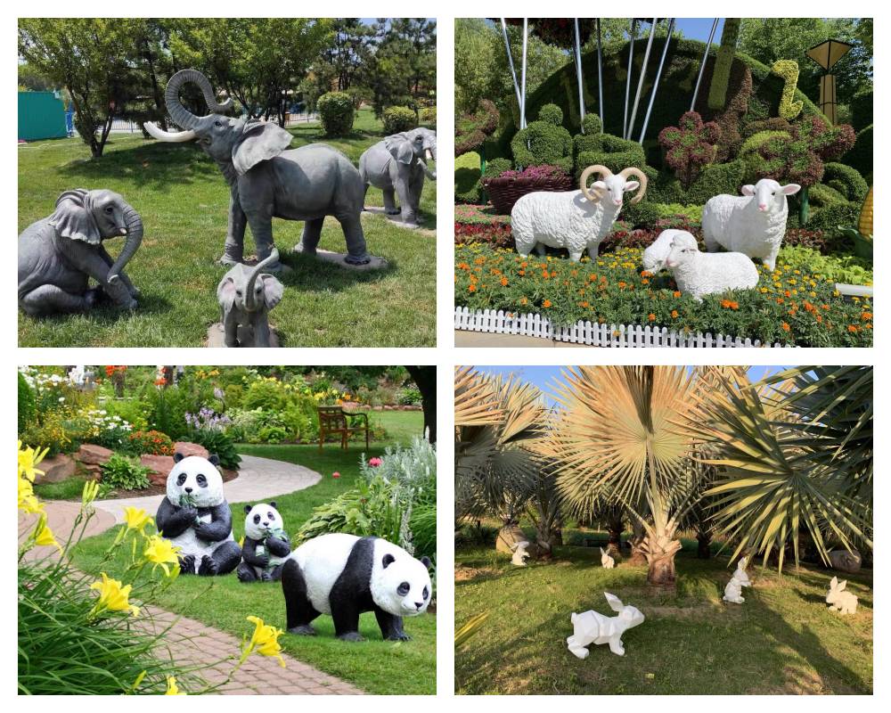 Animal sculptures in the corporate building area