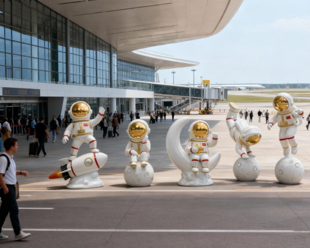 Astronaut sculptures at the airport