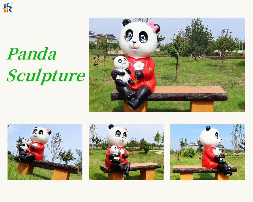 Panda fiberglass animal sculpture