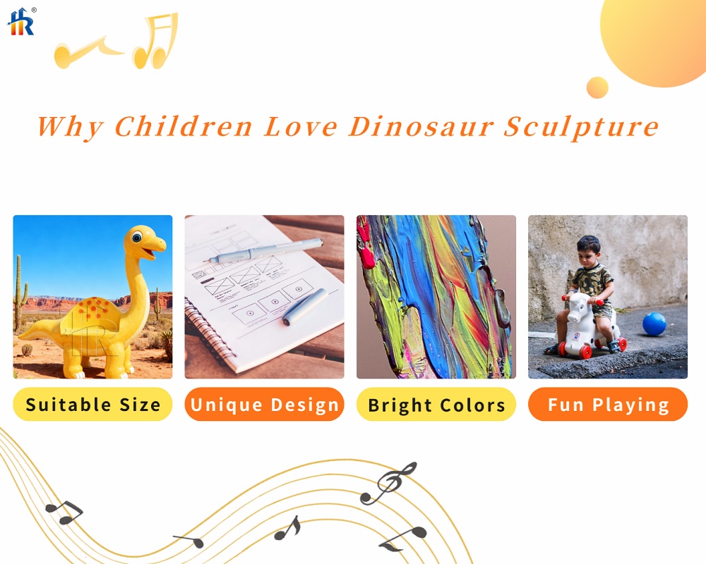 Yellow dinosaur interactive sculpture