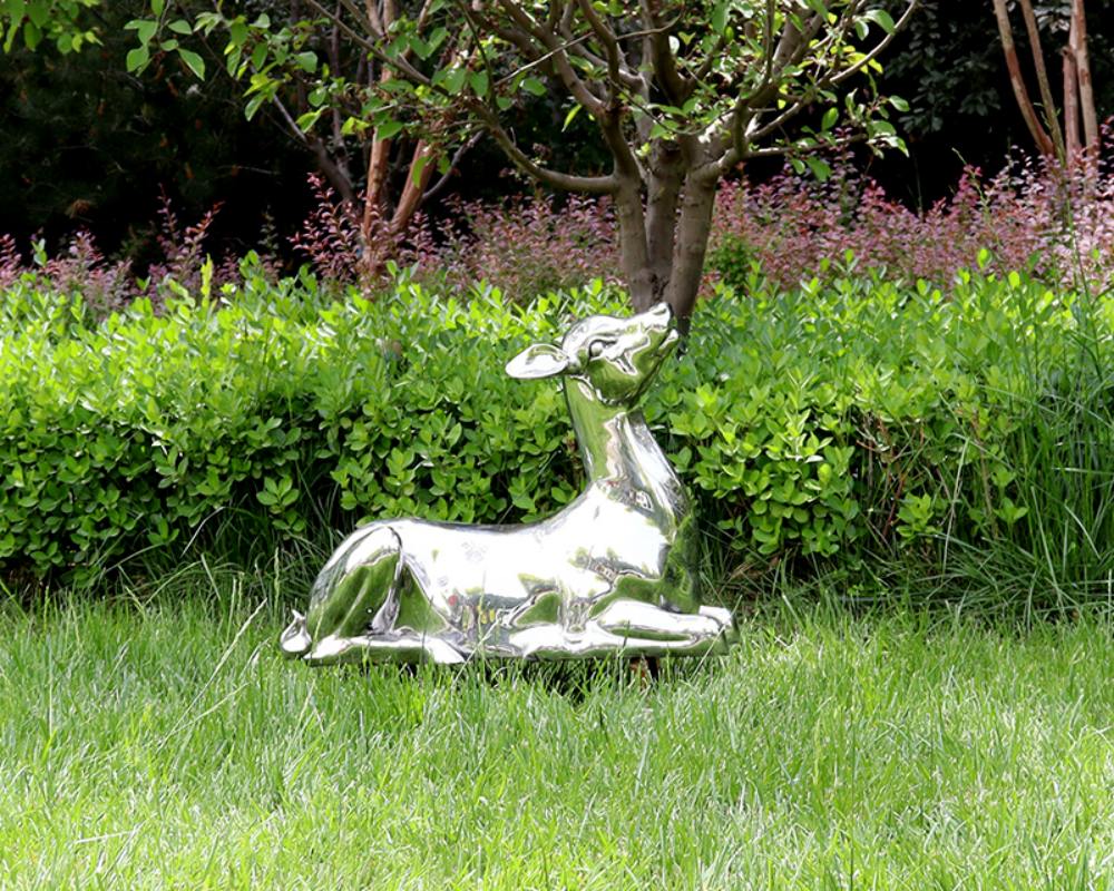 Outdoor Large Stainless Steel Mirror Deer Sculpture for Urban Art