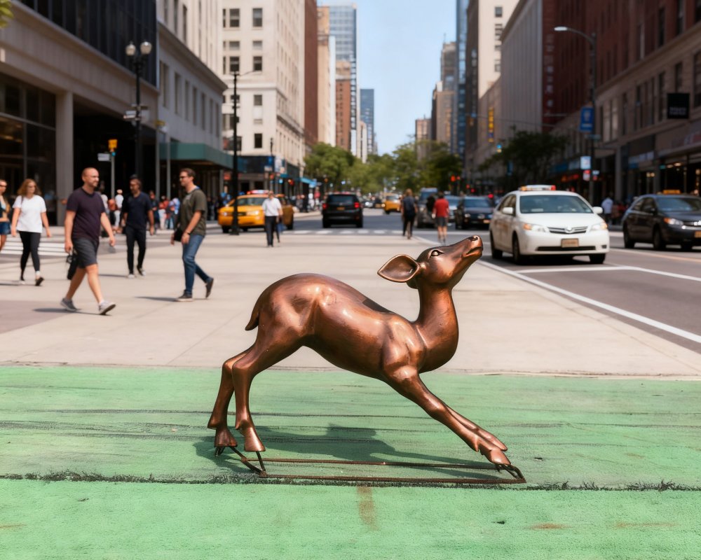 Large Cast Bronze Deer Statues Set for Garden Landscape