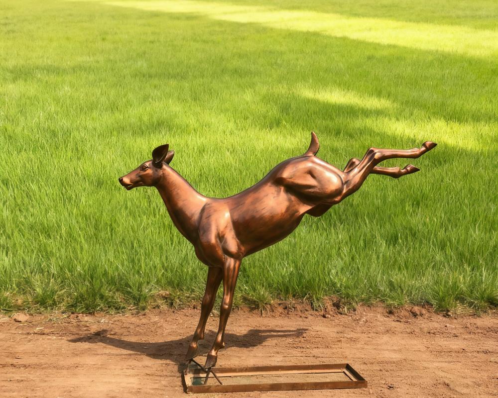 Large Cast Bronze Deer Statues Set for Garden Landscape