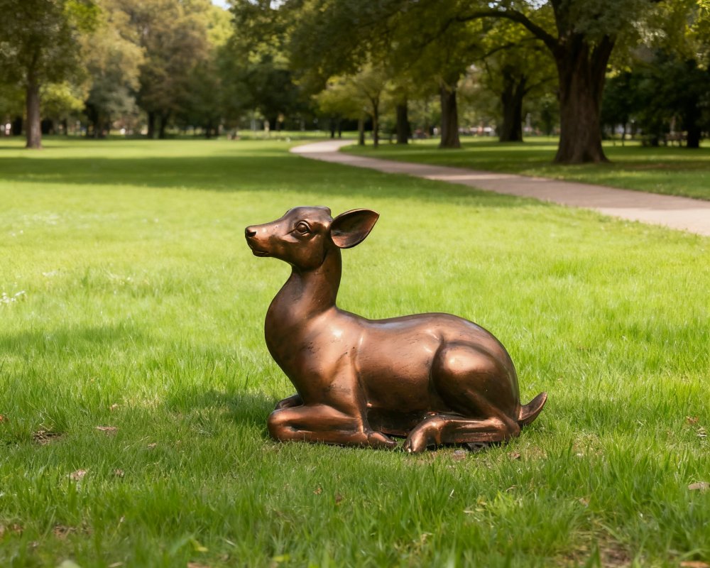 Large Cast Bronze Deer Statues Set for Garden Landscape