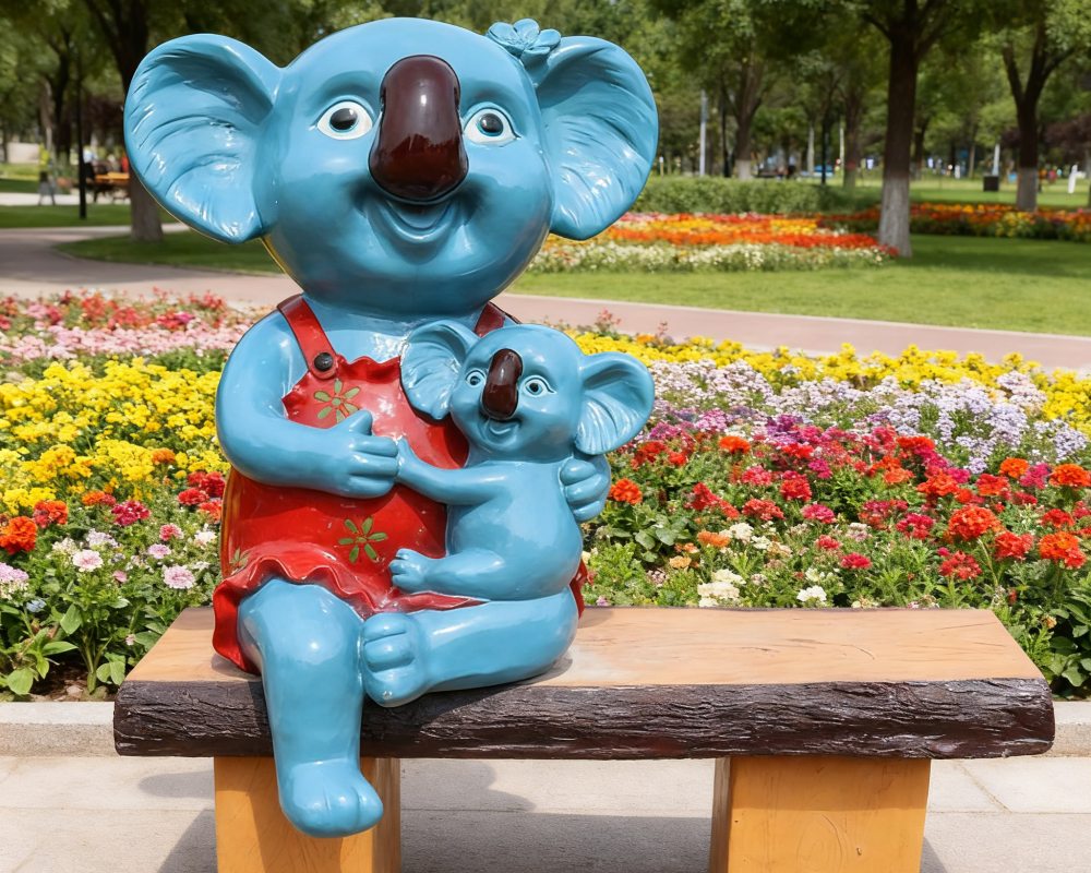 Koala Animal Cartoon Seat Interactive Sculpture for Decoration
