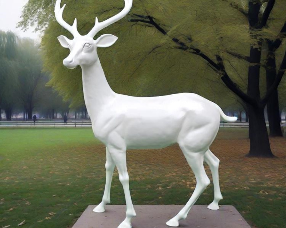 White Fiberglass Deer Statues Elegant Outdoor Decoration Available in Various Poses