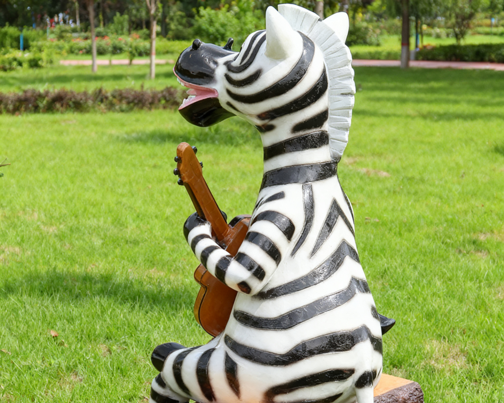 Zebra Animal Fiberglass Outdoor Interactive Sculptures for Park Decoration