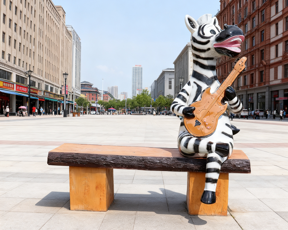 Zebra Animal Fiberglass Outdoor Interactive Sculptures for Park Decoration