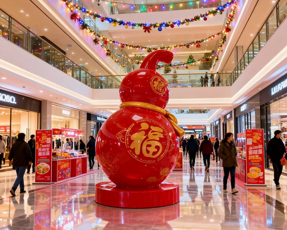 Customized Fiberglass Gourd Sculptures Projects for China Shopping Malls