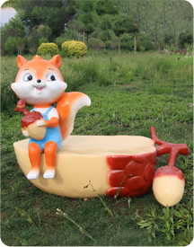 Squirrel Themed Garden Chair Statue