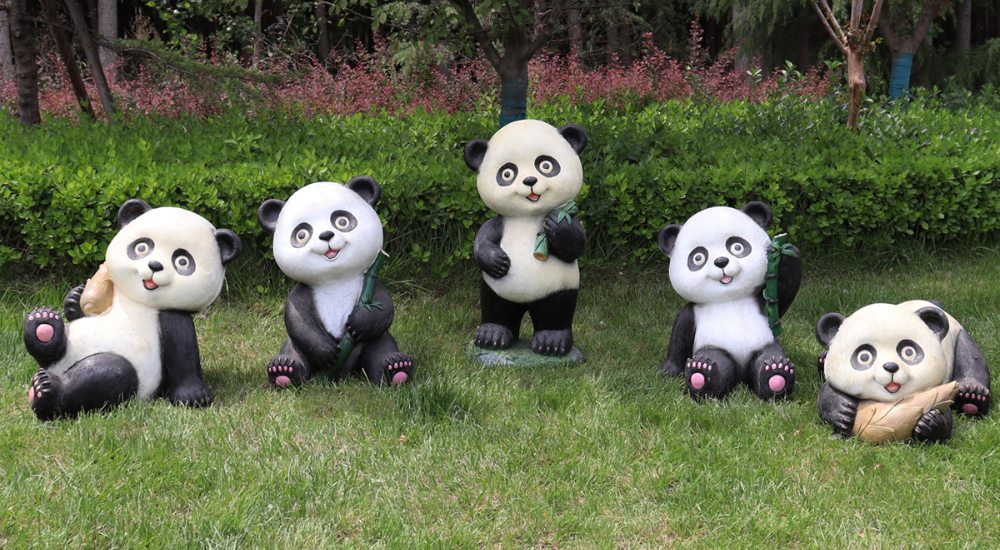 Комбинация скульптур имитации панды из стекловолокна(2)