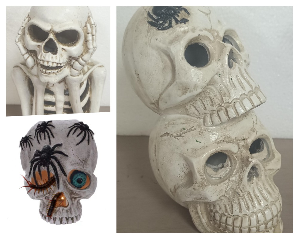 Nos décorations artisanales de têtes de mort en résine pour Halloween