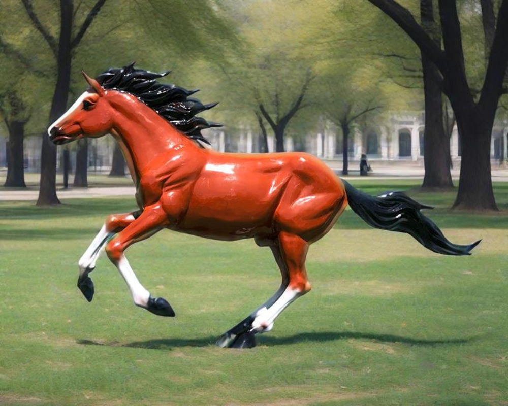 Décoration de paysage de jardin de sculptures de cheval de fibre de verre de simulation