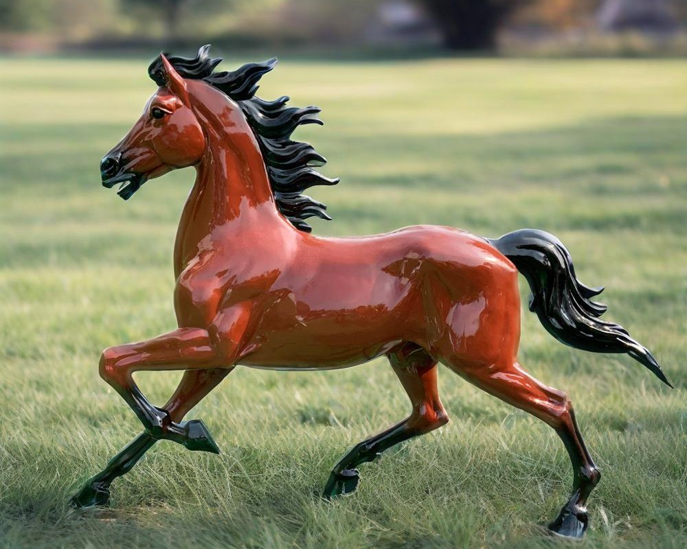 Décoration de paysage de jardin de sculptures de cheval de fibre de verre de simulation