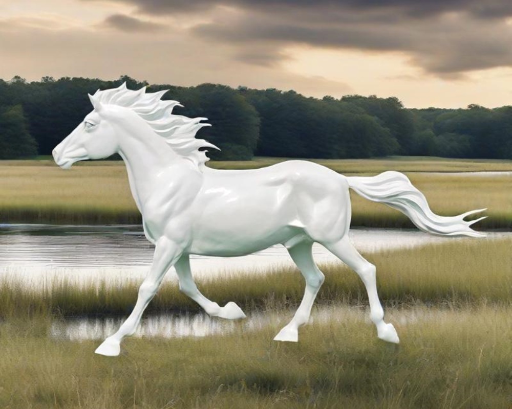 Décoration de paysage de jardin de sculptures de cheval de fibre de verre de simulation