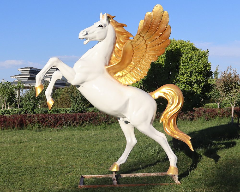 Décoration de paysage de jardin de sculptures de cheval de fibre de verre de simulation