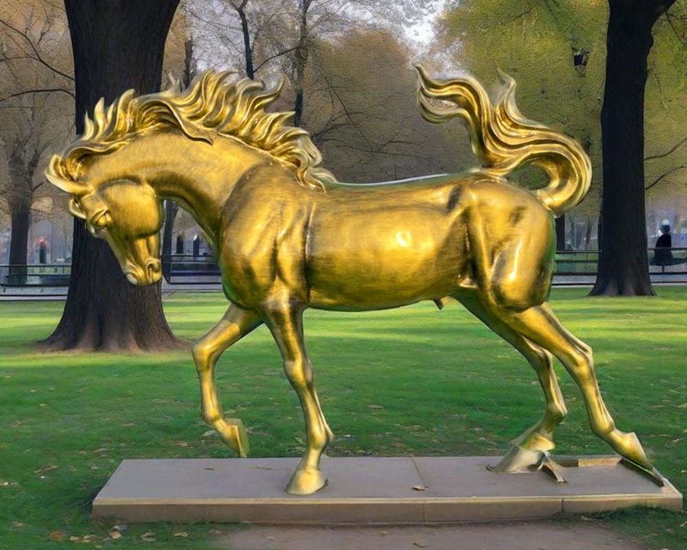Décoration de paysage de jardin de sculptures de cheval de fibre de verre de simulation