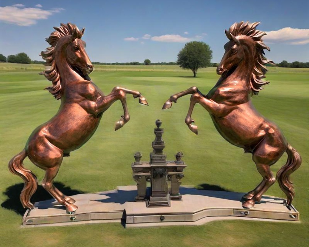 Décoration de paysage de jardin de sculptures de cheval de fibre de verre de simulation