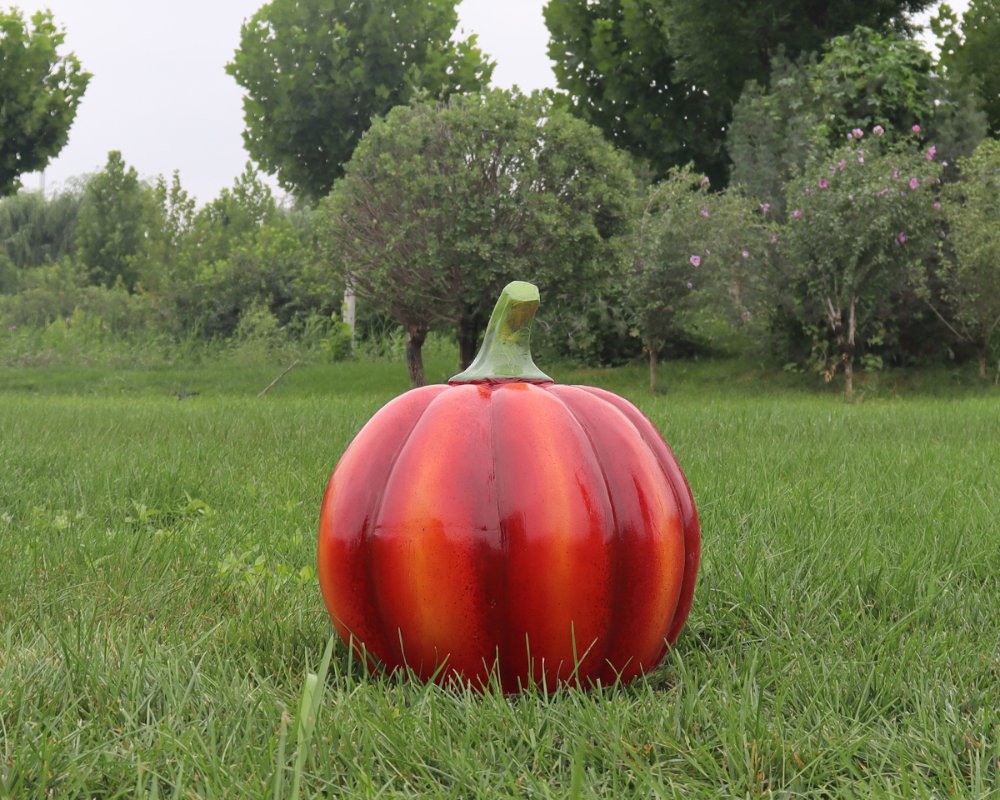 Деревенские скульптуры тыквы из стекловолокна с имитацией декора на открытом воздухе