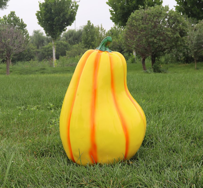 Деревенские скульптуры тыквы из стекловолокна с имитацией декора на открытом воздухе