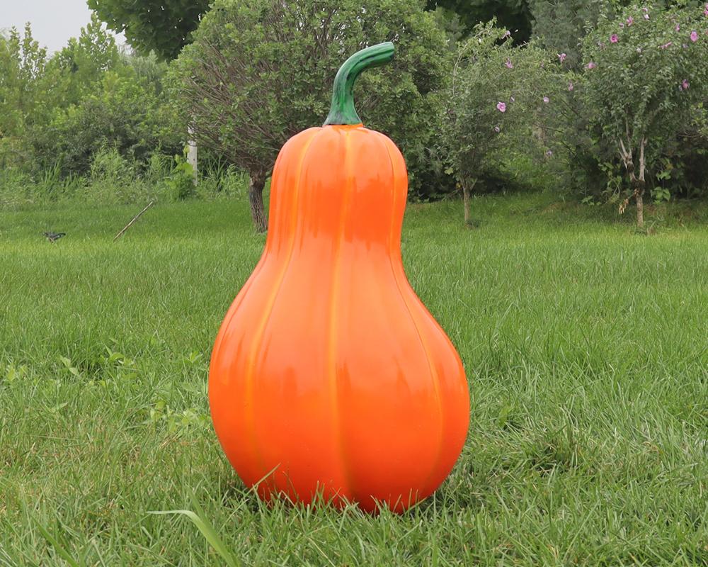 Деревенские скульптуры тыквы из стекловолокна с имитацией декора на открытом воздухе