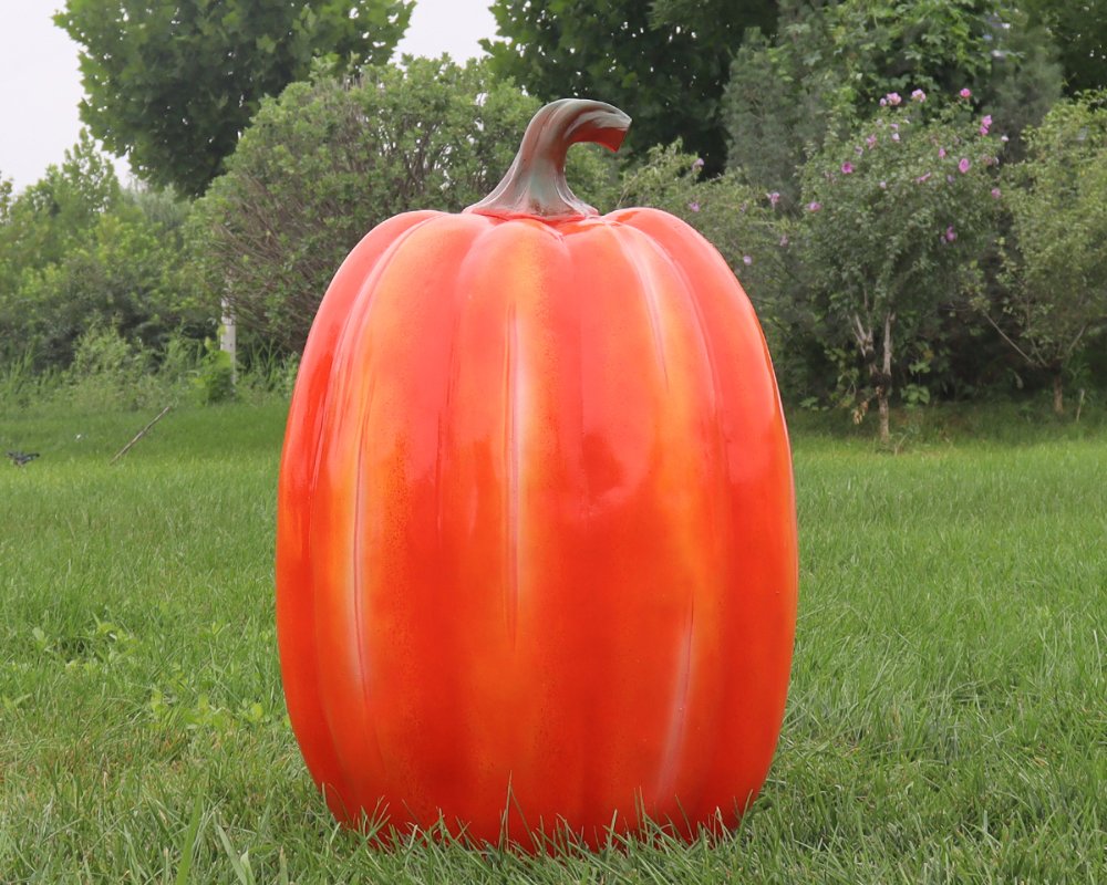 Деревенские скульптуры тыквы из стекловолокна с имитацией декора на открытом воздухе