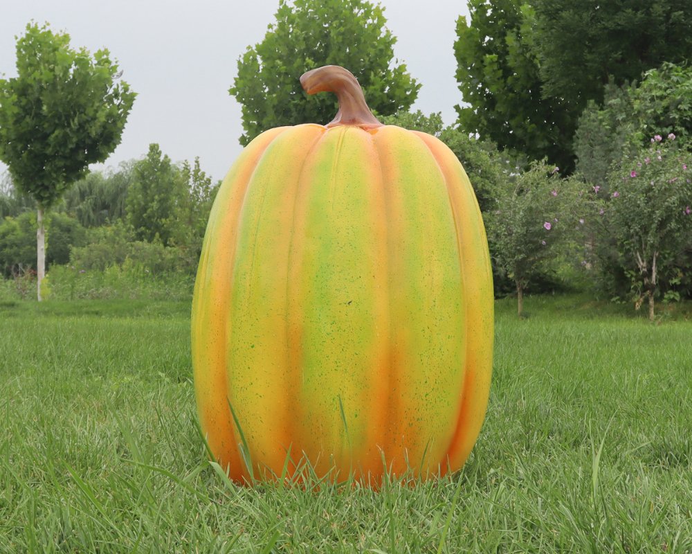 Деревенские скульптуры тыквы из стекловолокна с имитацией декора на открытом воздухе