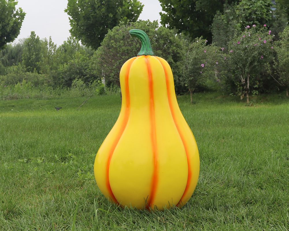 Деревенские скульптуры тыквы из стекловолокна с имитацией декора на открытом воздухе